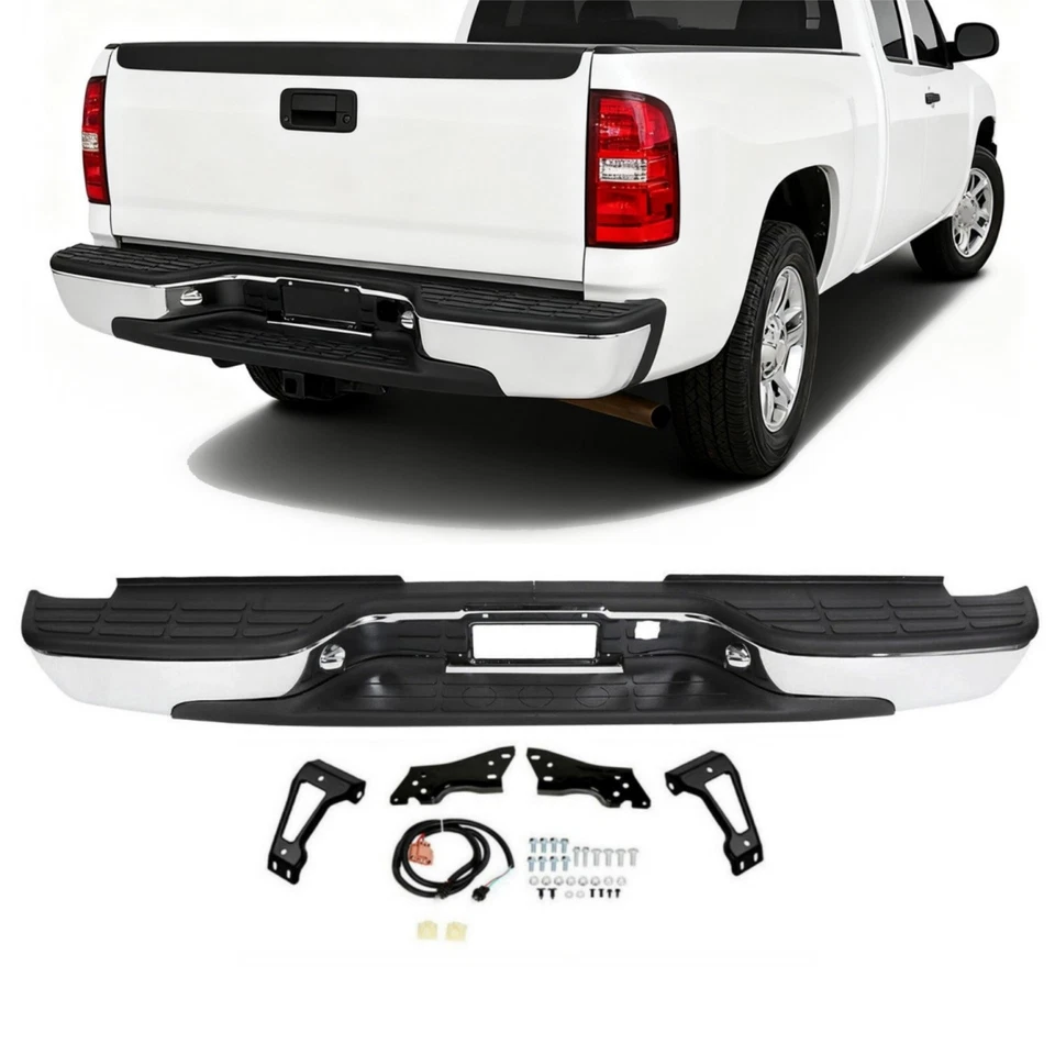 Complete Chrome Rear Bumper for 1999-2007 Chevy Silverado GMC Sierra 1500 2500 - Image 1 of 4