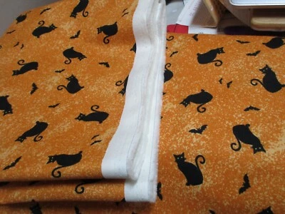 1 cuarto de grasa tela de algodón nueva gatos negros sobre fondo naranja 21" x 18" Foto 1 de 3