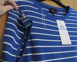 RAFELLA SIZE L ROYAL BLUE WHITE STRIPES DRAWSTRING DRESS NWT - Picture 1 of 6