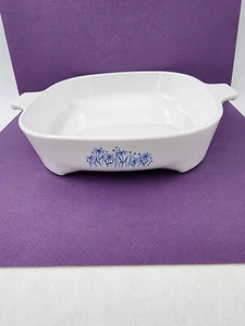 Sears Corning Ware Blue Daisy Microwave Browning Footed Dish 8x8x2 Model 8467310 - Picture 1 of 8