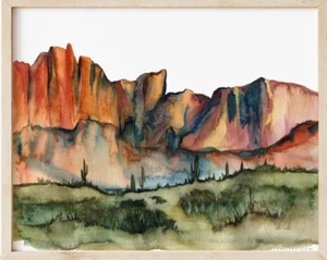 Desert Watercolor Painting Print - Picture 1 of 4