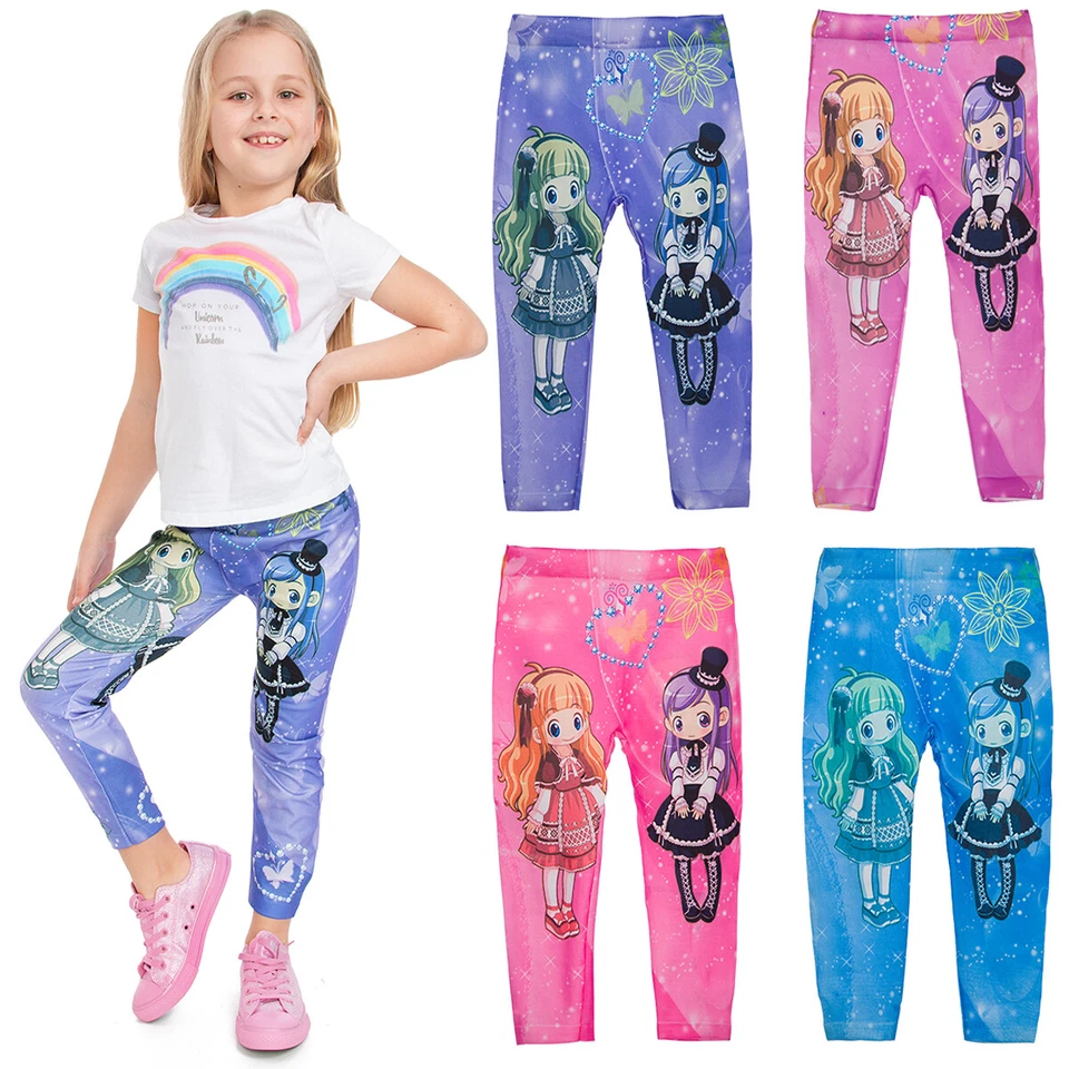 FUTURO FASHION Girls Patterned Leggings Anime Print Solid Pants for School and Playground FS583
