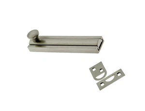 4 inch Satin Brush Nickel SURFACE BOLT Slide Bolt Latch SOLID BRASS SB4-619 US15 - Picture 1 of 2