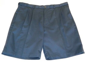 Roundtree & Yorke Size 46 Waist EXPANDER WAIST Navy Blue Pleated New Mens Shorts - Picture 1 of 12