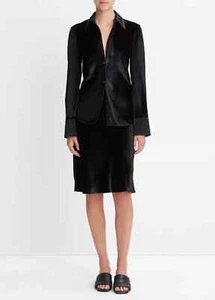$425 Vince Velvet Bias Long-Sleeve Shirt | Black | Medium - Picture 1 of 17
