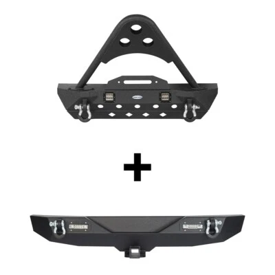 Parachoques delantero o trasero rechoncho de acero negro para Jeep Wrangler JK/JKU 07-18 Foto 1 de 4