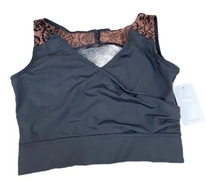 Capezio Women's Crop Key Hole Black Dance Top Size Large NWT - Picture 1 of 14