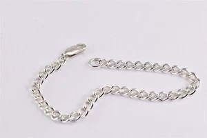 "Dije de pulsera de plata esterlina de 5 mm con bordillo liso 10 g langosta 7,75" - Imagen 1 de 6