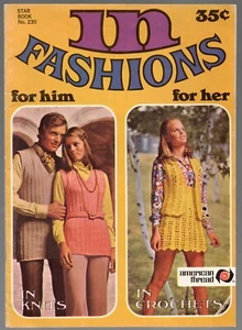 In Fashions American Thread Star Book 230 Groovy Hip Knits Crochets Instructions - Picture 1 of 5