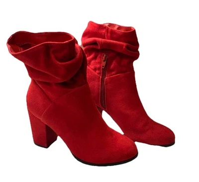 Mujer Rojo Material Niña Botines Gamuza Talla 5.5 M Excelente Estado Foto 1 de 4