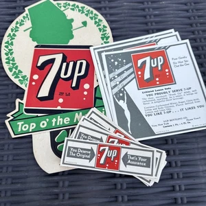 1950’s 7Up Bottle Topper With 1930’s Paper Labels - Picture 1 of 6