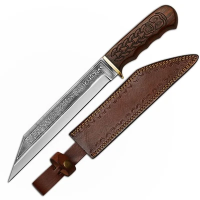 定制手工高碳钢全唐固定刀片海克斯狩猎露营刀 — 第 1/4 张图片