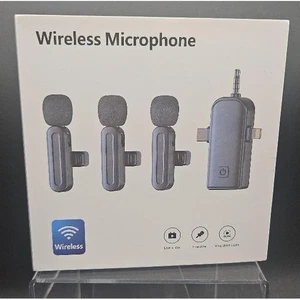 NWT Wireless Microphone Black Lavalier Live Show Vlog High Sensitivity Pro Audio - Picture 1 of 3