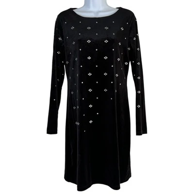 Vestido Vaina Cynthia Steffe Negro Terciopelo Tachonado Talla Mediana Cócteles Elegante Foto 1 de 4