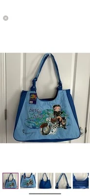 NUEVO CON ETIQUETAS - Betty Boop/Motocicleta Bolso grande de mano/playa con bolsa con cremallera adjunta. Foto 1 de 4