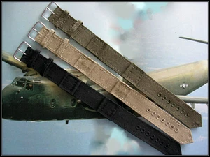 16 Khaki Canvas WWII 1pc Military Army Drab watchband nato strap IW SUISSE 18 20 - Picture 1 of 8