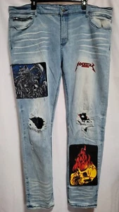 Rockstar Original Jeans Men 42 Denim Jean Ultra Slim Natural Selection Skull Y2K - Picture 1 of 22