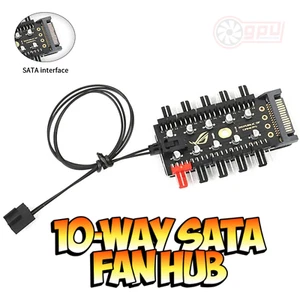 Fan Controller HUB SATA 10 Way Powered Fan Splitter 4 Pin PWM Cooler Speed - Picture 1 of 3