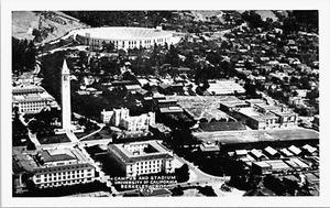 Campus and Stadium University California Berkeley c1940 Aerial View WB Postcard - Picture 1 of 2