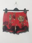 Next Red Floral Lined Shorts UK 8 with Lace Trim NWOT