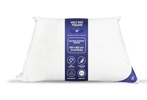 3 KAMMER DAUNEN-KISSEN-KOPFKISSEN, 1 Stück 80x80 (1600 Gr.) Dreikammerkissen - Bild 1 von 8