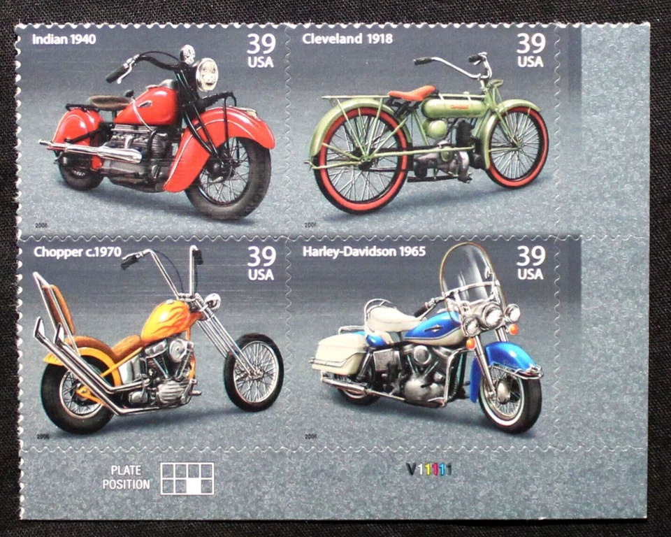 US Plate Blocks Stamps #4085-88 ~ 2006 39c American Motorcycles MNH RL18 - Image 1 of 1