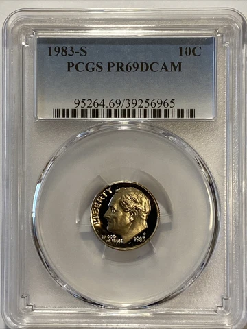 1983-S 10C Roosevelt Dime  PCGS PR69DCAM Cover