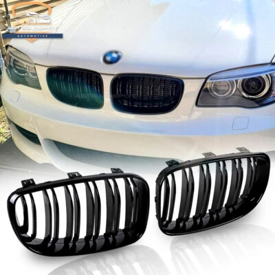 Gloss Black Dual Slats Front Kidney Grill for BMW E81 E87 E82 E88 1 Series 135i - Image 1 of 4