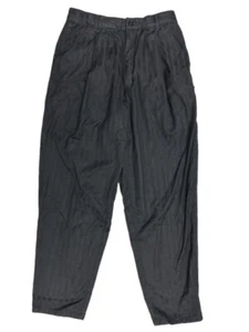 JAG size 10 Pants Black on Black Striped Rayon Double Pocket Straight 27 Inseam - Picture 1 of 3