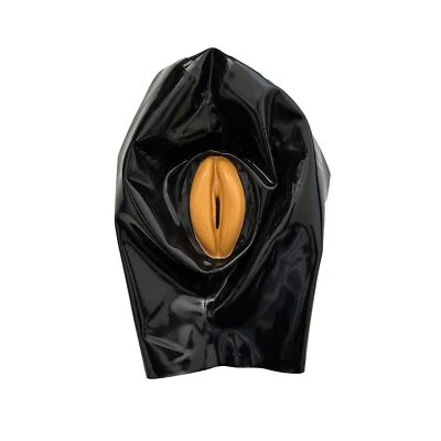 Latex Hood Rubber Mask Back Zipper Fetish Cosplay Clubwear BDSM Catsuit BLACK US - Image 1 of 4