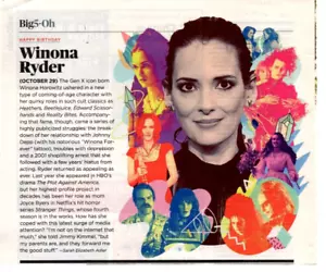 actress Winona Ryder: 35 separate, original career CLIPPINGS pages lot - Picture 1 of 1