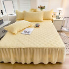 Quilted Bed Skirt Fitted Sheet Cotton Full Fitted Single Double King Pillowcase