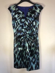 Connected Apparel Animal Print Dress Blue Womens Size 8 Polyester Ladies - Picture 1 of 9