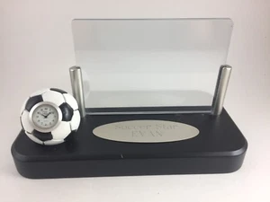 SOCCER BALL CLOCK AND PICTURE FRAME PLAQUE ON FRONT SAYS SOCCER STAR EVAN - Picture 1 of 5