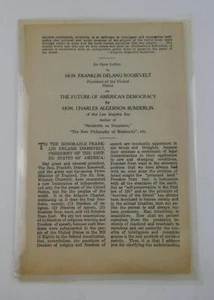 1943 President Franklin Roosevelt On The Future Of American Democracy 6x9 Book - Imagen 1 de 2