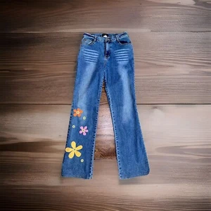 VINTAGE 1990s ISABEL Womens Size 6 Jeans Applique Flowers Retro Hippie - Picture 1 of 13