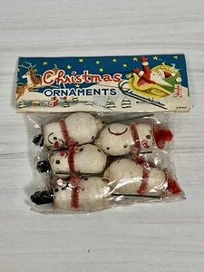 NEU Vintage Baumwolle gesponnen Chenille SCHNEEMANN Weihnachtsschmuck Made in Japan 1950er - Bild 1 von 15