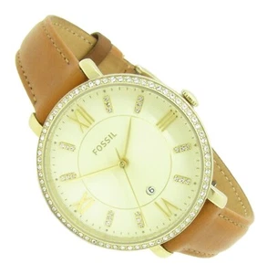Fossil Damen Armbanduhr Datum Edelstahl Leder Gold ES-4293 3ATM Batt neu S257 - Bild 1 von 2