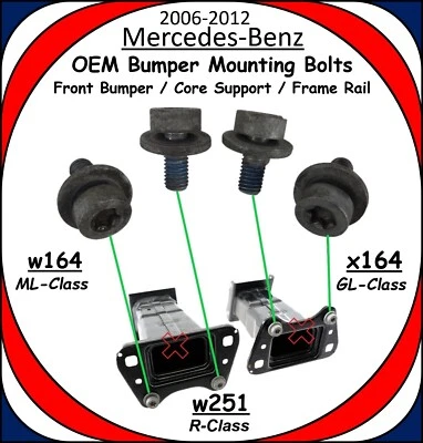 2006-2012 Mercedes Benz w164 w251 x164 Front Bumper Horn Frame Mounting Bolt Set - Image 1 of 4