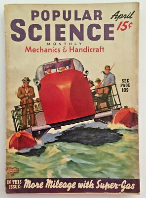 Popular Science Magazine April 1940 APontoon Boat DIY Projects - Image 1 of 3