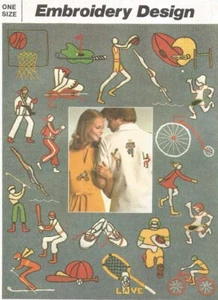 6958 Ricamo Trasferimenti Modello Semplicità NON TAGLIATO Motivi Sportivi Cera Gialla Vintage - Foto 1 di 4