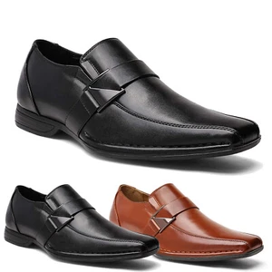 Men's Casual Dress Loafers Shoes Leather Formal Square Toe US Wide Size 6.5-13 - Picture 1 of 13