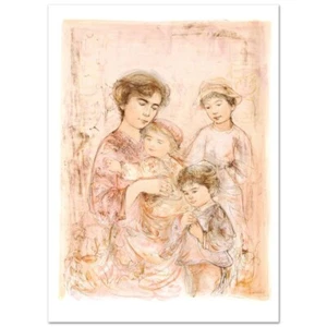 Edna Hibel ""Lotte und ihre Kinder"" Lithographie nummeriert 9/9 und handsigniert - Bild 1 von 1