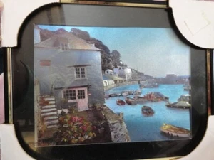 New 8x10 Framed Foil Mylar Art Print Village, Water, Boats - Picture 1 of 10