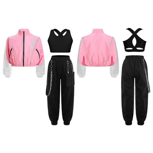 Kids Girls Sweatsuit Color Block Jacket And Trousers Workout Tracksuit Youth - Picture 1 of 54