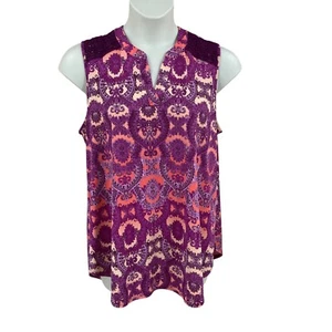 Top sin mangas est 1946 para mujer talla 2X multicolor cuello en V encaje hombro dobladillo alto bajo - Imagen 1 de 11