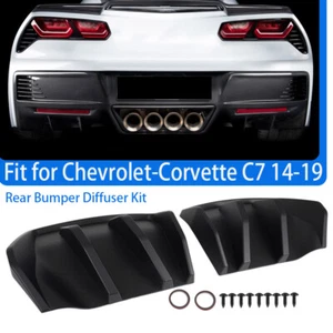 2x Difusor de parachoques trasero negro mate aleta grande negro mate para Corvette C7 Z06 STG 2014-2019 - Imagen 1 de 11