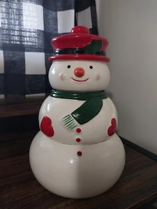 Vintage Himark Ceramic Snowman Snack Cookie Jar IN THE BOX 15" X 12" - Picture 1 of 6