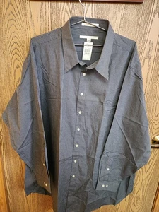 Perry Ellis 20 35/36 Big Tall Hemd schwarz kleine Karos Knopfleiste neu mit Etikett - Bild 1 von 5