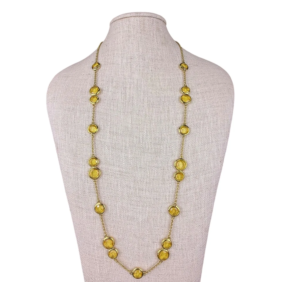Kate Spade New York Womens Gold Tone Long Necklace Yellow Faceted Stones - Image 1 of 4